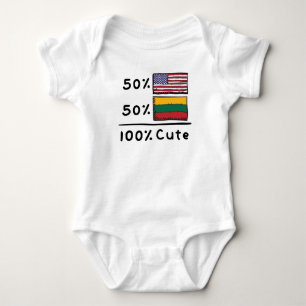 50% American 50% Lithuanian 100% Cute Lithuania US Baby Bodysuit