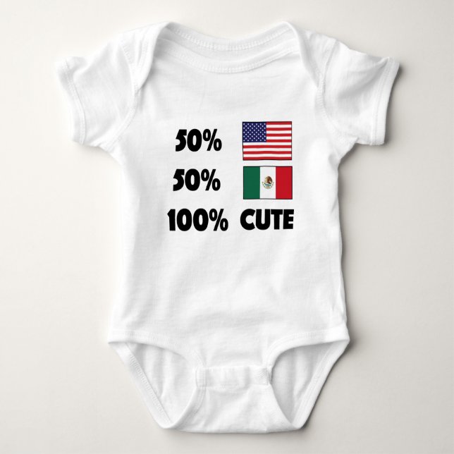 50% American 50% Mexican 100% Cute Baby USA Mexico Bodysuit (Front)