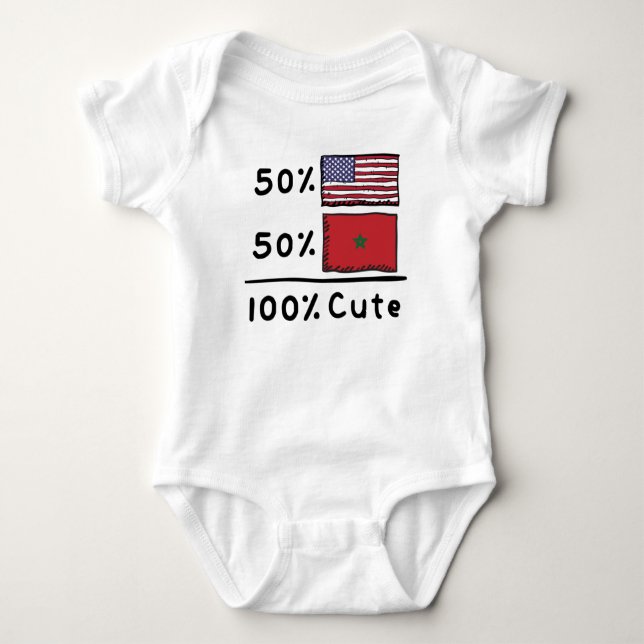 50% American 50% Moroccan 100% Cute Morocco USA Fl Baby Bodysuit (Front)