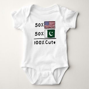 50% American 50% Pakistani 100% Cute Pakistan USA  Baby Bodysuit