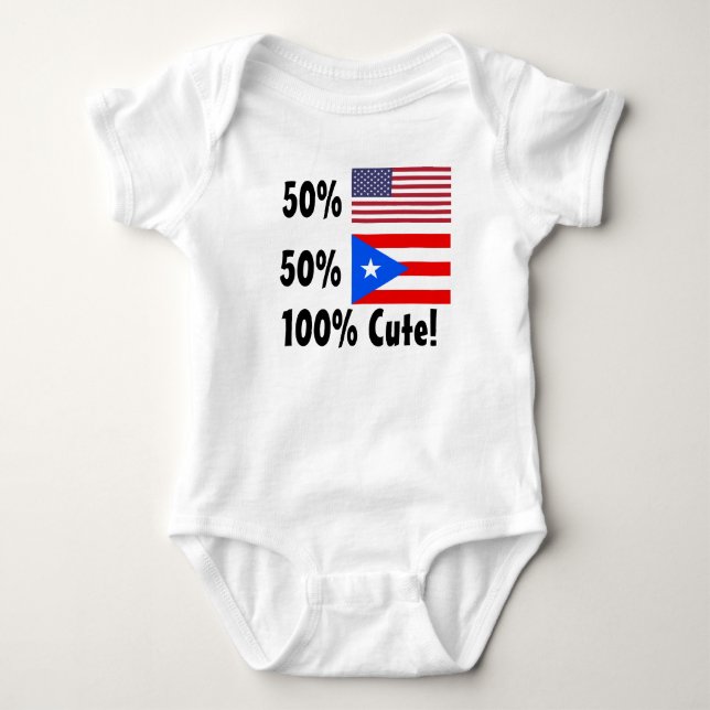 50% American 50% Puerto Rican 100% Cute Baby Bodysuit (Front)