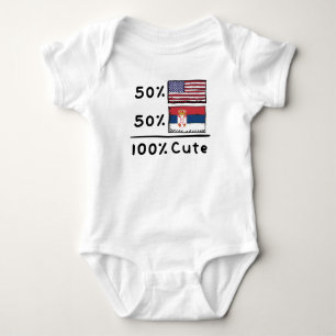 50% American 50% Serbian 100% Cute Serbia USA Flag Baby Bodysuit