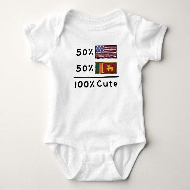 50% American 50% Sri Lankan 100% Cute Sri Lanka US Baby Bodysuit (Front)