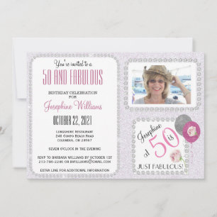 50 and Fab Invitation Diamonds 50th Birthday Party