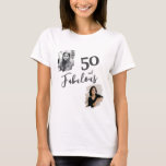 50 and Fabulous 2 Photo 50th Birthday T-Shirt<br><div class="desc">50 and Fabulous 2 Photo 50th Birthday T-Shirt. Add your photos - you can use an old and new photo. Add your age. Great birthday keepsake t-shirt for a woman who celebrates her milestone birthday</div>