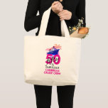 50 and Fabulous 50th Birthday Custom Cruise Crew Large Tote Bag<br><div class="desc">Bold 50 and Fabulous 50th birthday matching CRUISE CREW tote bag with black and pink typography. Ideal for glam fiftieth cruise celebrations. Add your destination or other text at the bottom.</div>