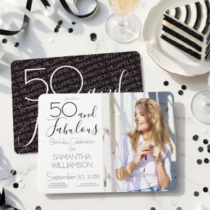 50 and Fabulous 50th Birthday Elegant Photo Invitation