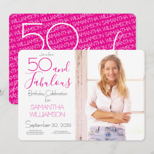 50 and Fabulous   50th Birthday Elegant Photo Invitation