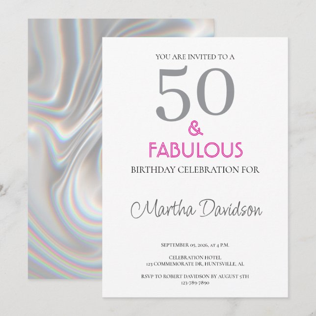 50 and Fabulous | 50th Birthday Invitation (Front/Back)