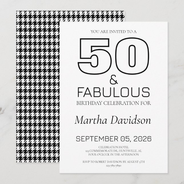 50 and Fabulous | 50th Birthday Invitation (Front/Back)