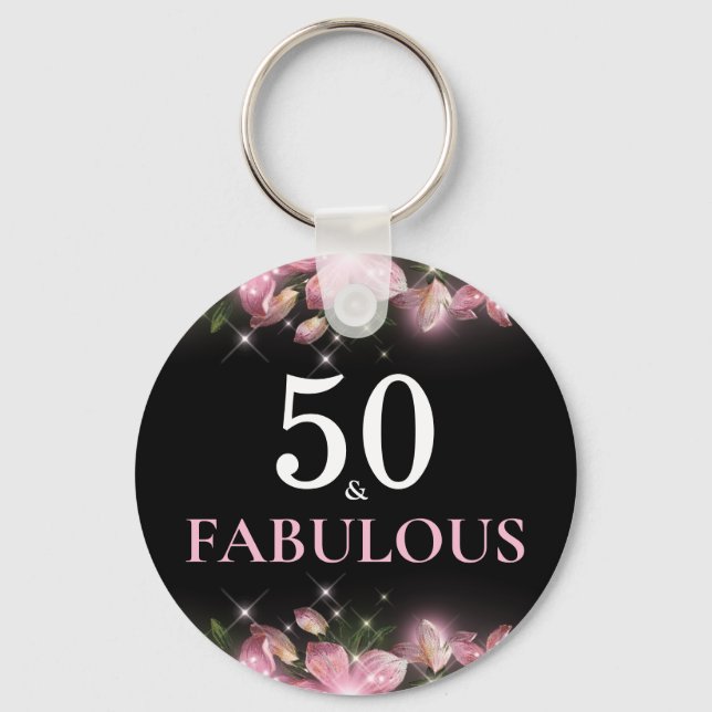 50 and Fabulous 50th Birthday Keepsake  Keychain (Front)