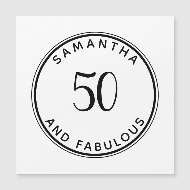 50 And Fabulous 50th Birthday Modern Minimal Magnetic Invitation (Front)