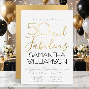 50 and Fabulous 50th Birthday Party Black Elegant