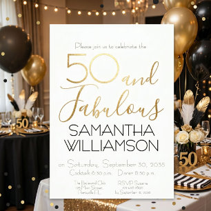 50 and Fabulous 50th Birthday Party Black Elegant