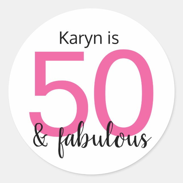 50 and Fabulous 50th Birthday Party Classic Round Sticker (Front)