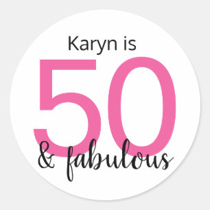 50 and Fabulous 50th Birthday Party Classic Round Sticker