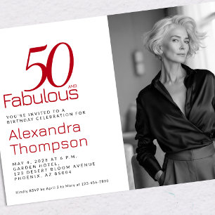 50 and Fabulous   50th Birthday Party Invitation
