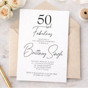 50 and Fabulous   50th Birthday Party Invitation
