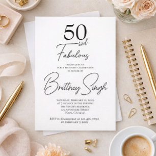 50 and Fabulous   50th Birthday Party Invitation