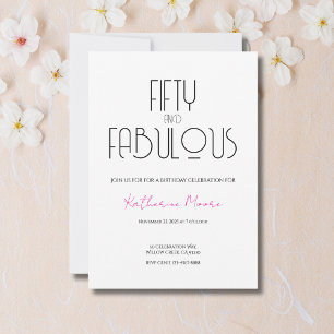 50 and Fabulous   50th Birthday Party Invitation