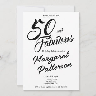 50 and Fabulous   50th Birthday Party Invitation