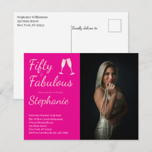 50 and Fabulous   50th Birthday Party Photo Postcard