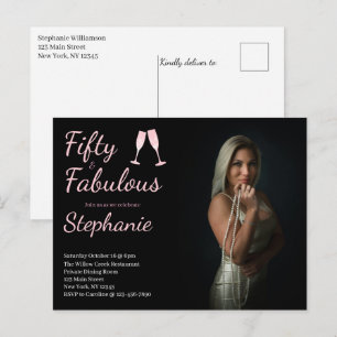 50 and Fabulous 50th Birthday Party Photo Postcard