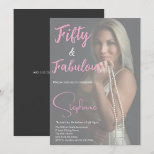 50 and Fabulous 50th Birthday Party Pink Invitation