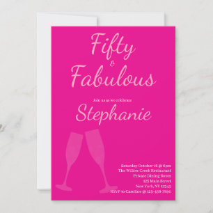 50 and Fabulous 50th Birthday Party Pink Invitation