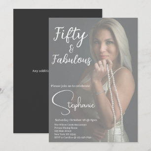 50 and Fabulous 50th Birthday Party White Invitation