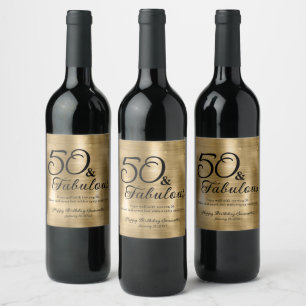 50 and Fabulous 50th Birthday Party Wine Label