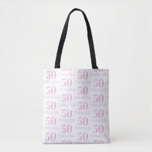 50 and Fabulous 50th Birthday Pattern Tote Bag