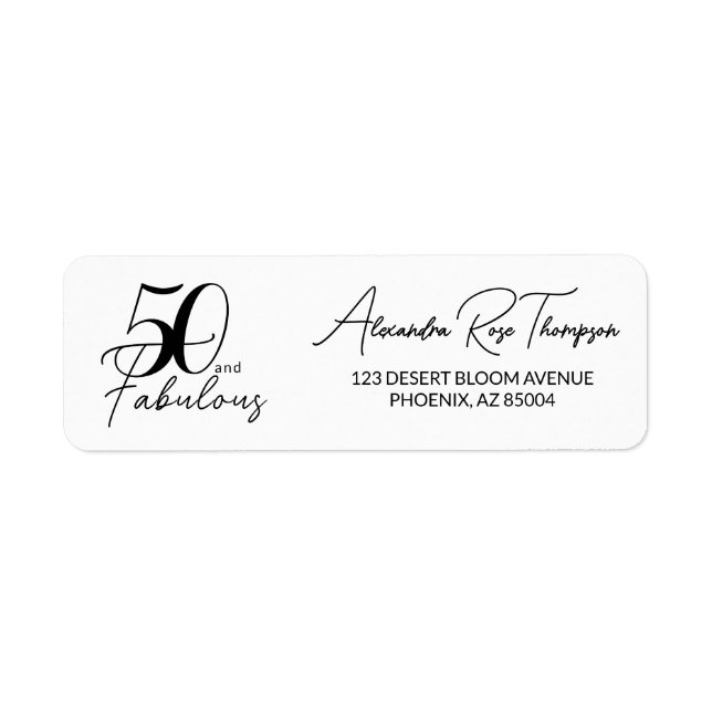 50 and Fabulous 50th Birthday Return Address (Front)
