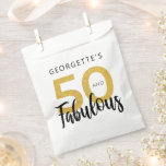 50 and Fabulous 50th Birthday Script Gold Glitter Favour Bags<br><div class="desc">Modern and elegant favour bag for your special 50th birthday celebration or surprise party for the special person in your life who's celebrating their fiftieth birthday.</div>
