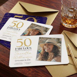 50 and Fabulous 50th Photo Birthday Party Invitation