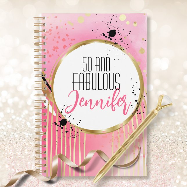 50 and Fabulous Abstract Pink Black Gold Glitter Planner (Creator Uploaded)