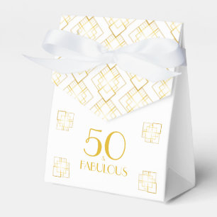 50 and Fabulous Art Deco style white and gold Favour Box