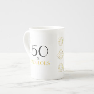 50 and Fabulous Birthday Art Deco style gift Bone China Mug