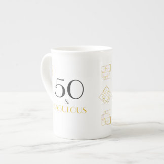 50 and Fabulous Birthday Art Deco style gift Bone China Mug