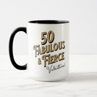 50 and Fabulous Birthday Black & Gold Mug