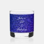 50 And Fabulous Birthday Blue Glitter Gift Favour Whiskey Glass<br><div class="desc">Designed with pretty,  girly and beautiful deep blue glittery background and personalised text template for name which you can edit,  this is perfect for the 50th birthday celebrations!</div>