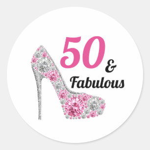 50 and Fabulous Birthday Classic Round Sticker