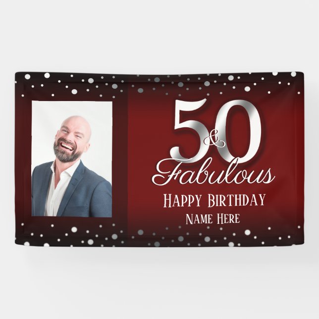 50 and Fabulous Birthday Confetti Photo Banner (Horizontal)