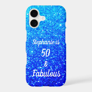 50 And Fabulous Birthday Deep Blue Ombre Glittery