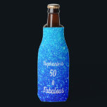 50 And Fabulous Birthday Deep Blue Ombre Glittery Bottle Cooler<br><div class="desc">Designed with pretty,  girly and beautiful blue glittery background and personalised text template for name which you can edit,  this is perfect for the 50th birthday celebrations or gifts or party favours!</div>