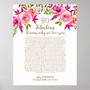 50 and fabulous birthday gift for mom things we poster