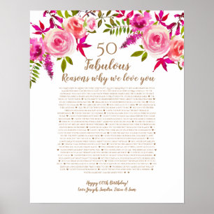 50 and fabulous birthday gift for mom things we poster