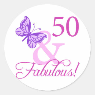 50 And Fabulous Birthday Gifts (Plum) Classic Round Sticker