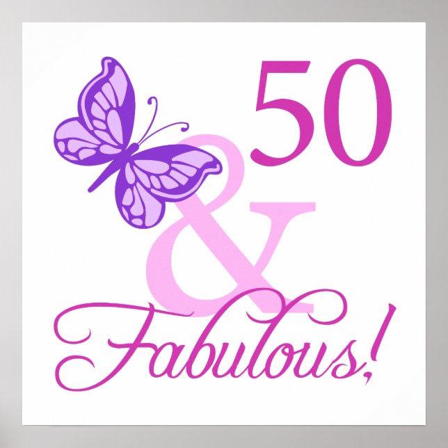 50 And Fabulous Birthday Gifts (Plum) Poster (Front)
