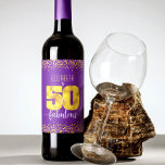 50 and fabulous birthday gold foil dots on purple wine label<br><div class="desc">“50 and fabulous.” Own it and usher in 50 with style! This stunning, modern, graphic faux gold foil “50” and dots on a purple background, personalised wine label will help make her birthday extra special! Matching and coordinating invitations, envelopes, labels, paper plates, mugs, banners and other items are also available....</div>